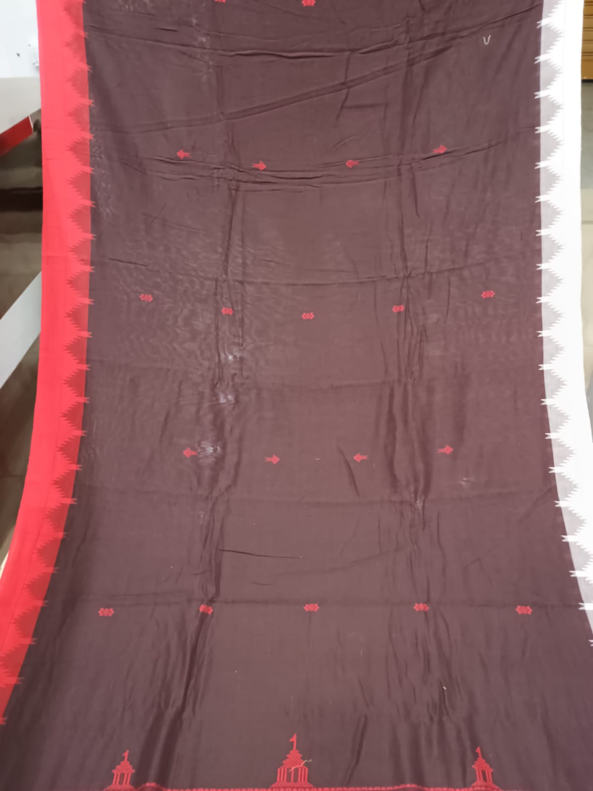 Coffee Ganga Jamuna Border Odisha Handloom Kotpad Cotton Saree