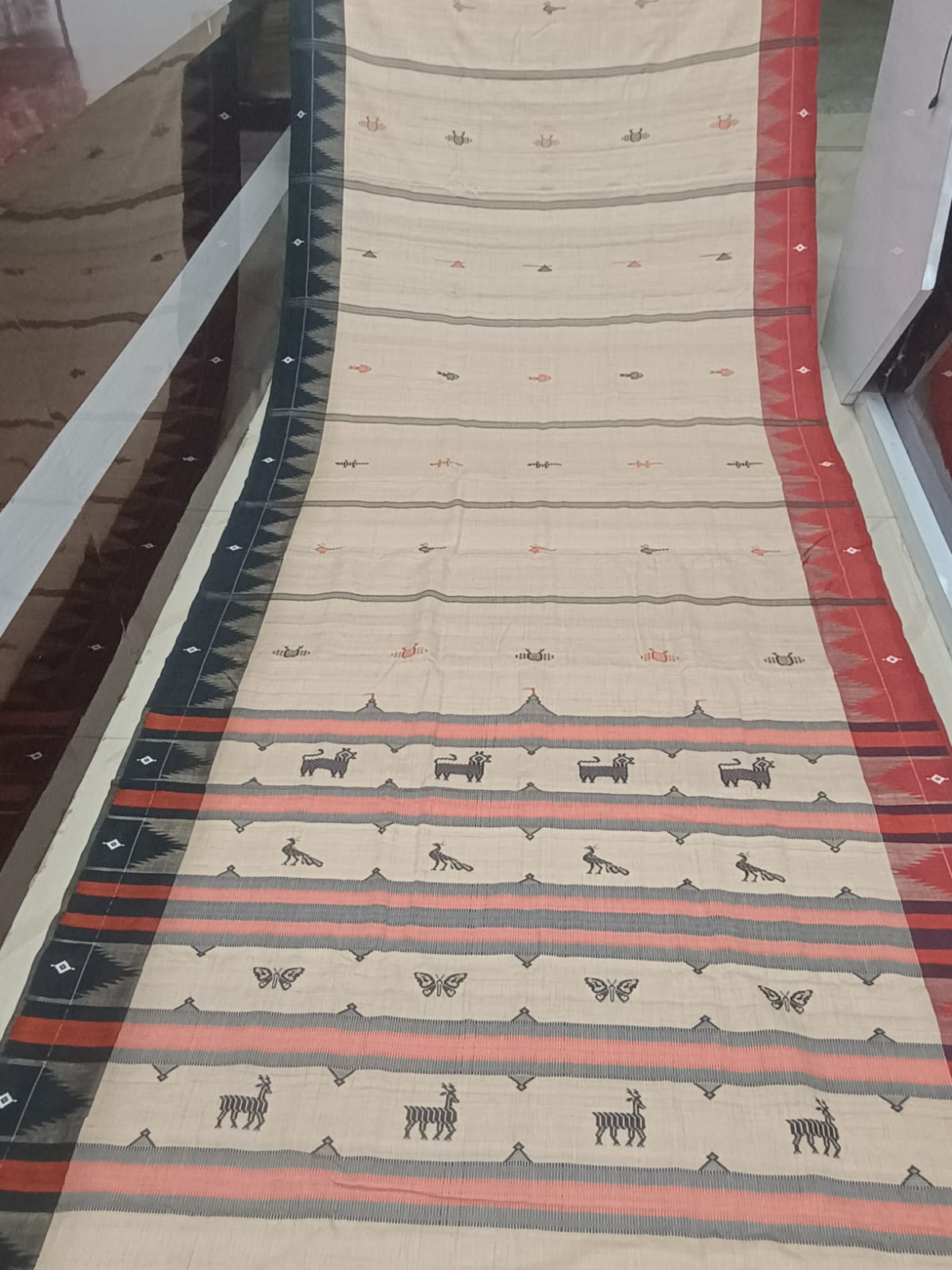 Natural Tussar Ganga Jamuna Plain Border Odisha Handloom Kotpad Tussar Saree