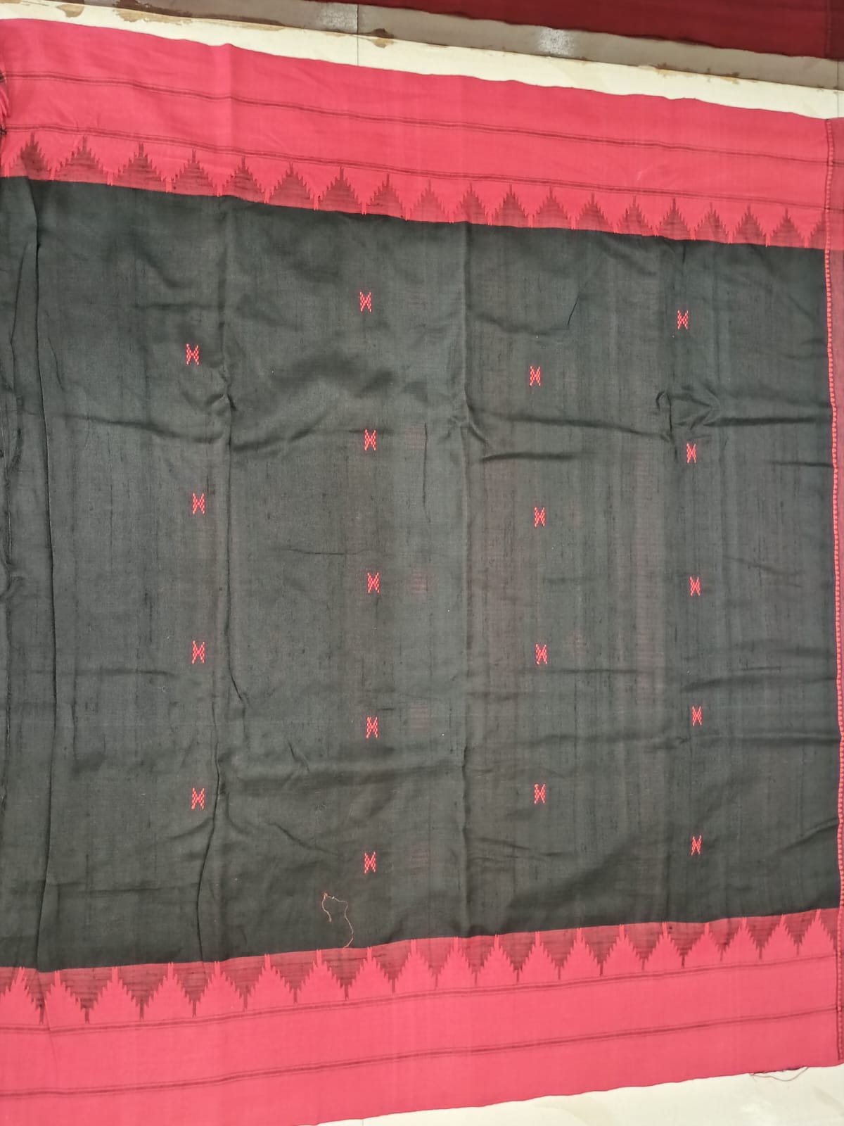 Black Red Plain Border Odisha Handloom Kotpad Tussar Saree