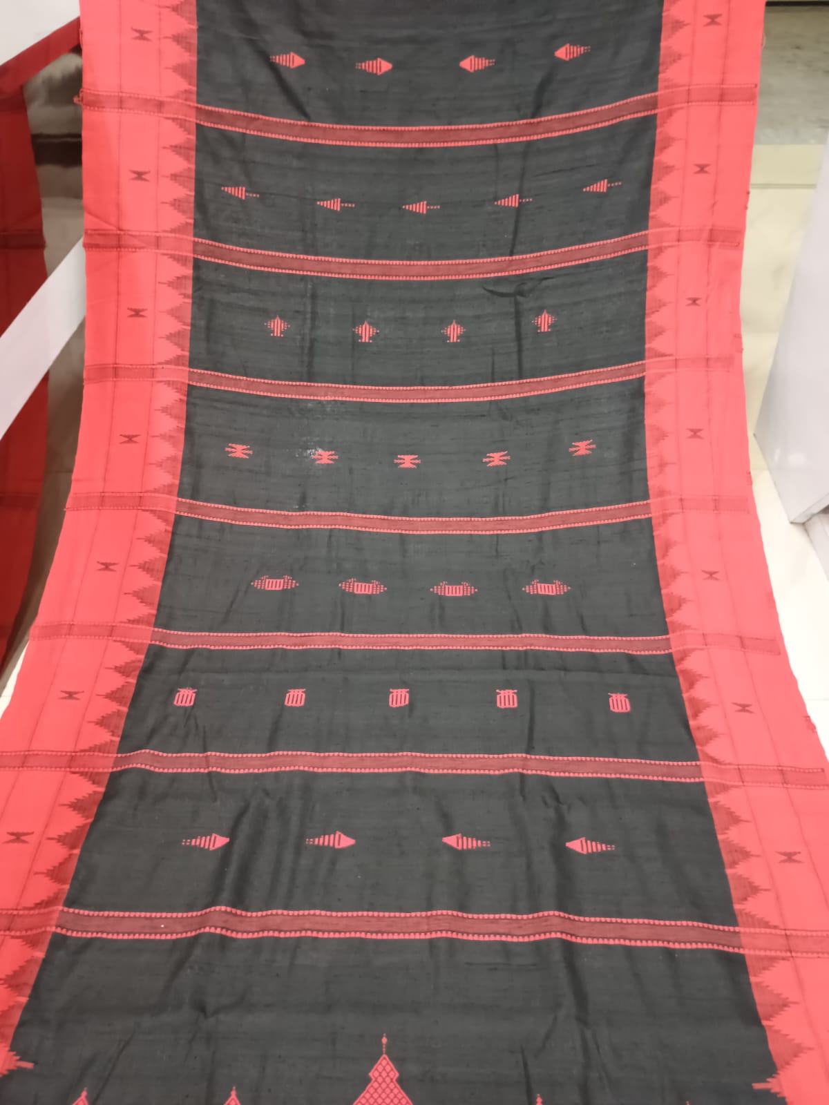 Black Red Plain Border Odisha Handloom Kotpad Tussar Saree