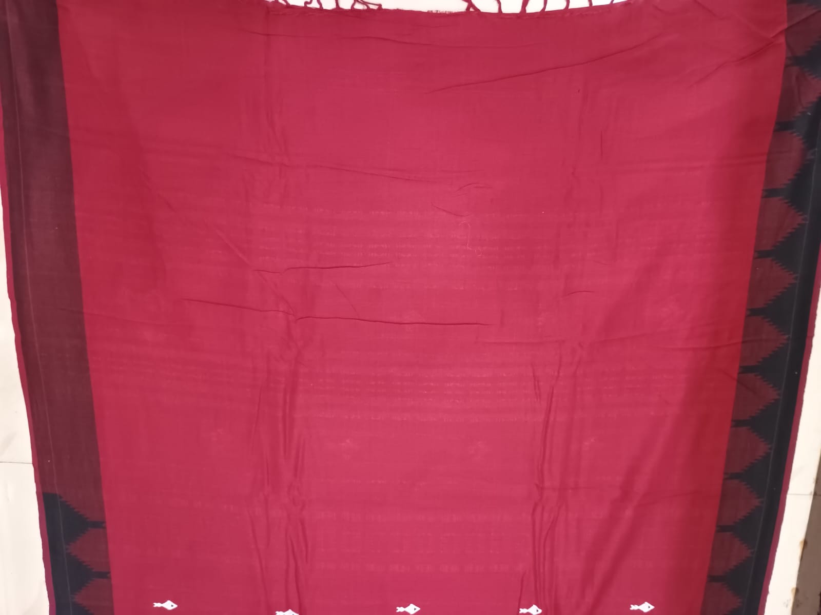 Maroon Black Border Odisha Handloom Kotpad Cotton Saree