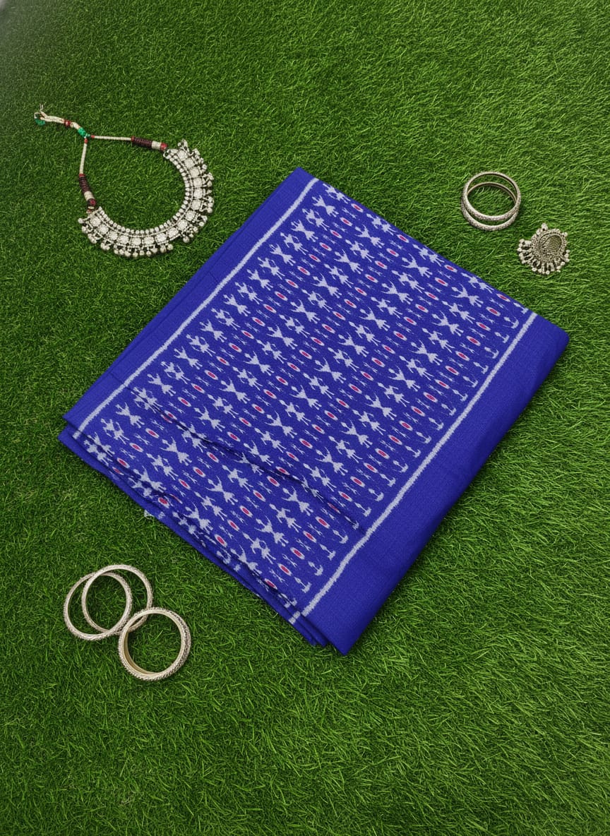 Blue Tribal Design Sambalpuri Fabrics
