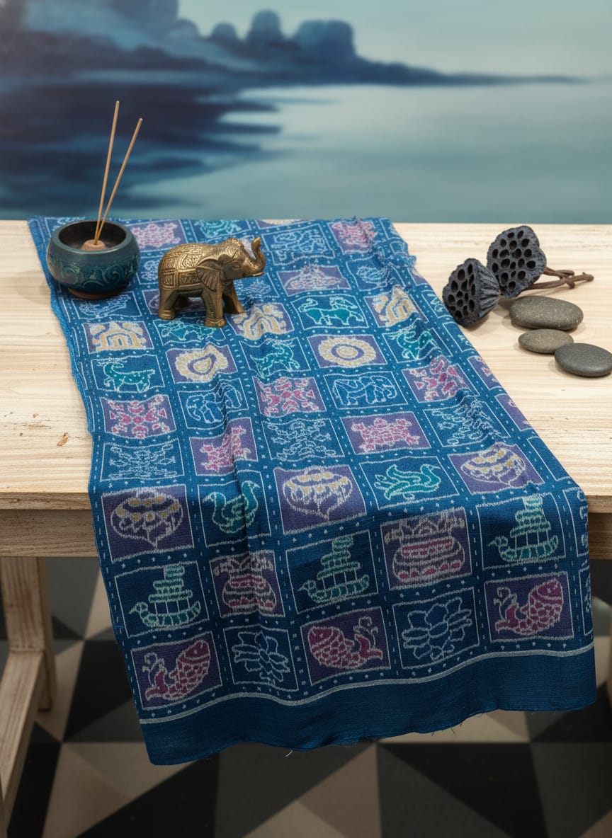 Light Blue Nabakothi Design Sambalpuri Fabrics