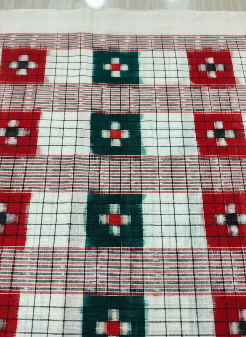 White Multi Colour Pasapali Design Sambalpuri Fabrics