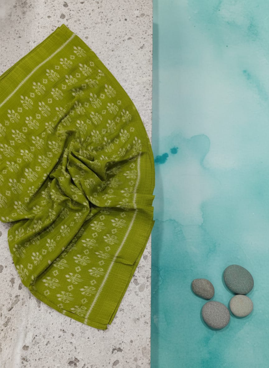 Mehendi Green Flower Design Sambalpuri Fabrics