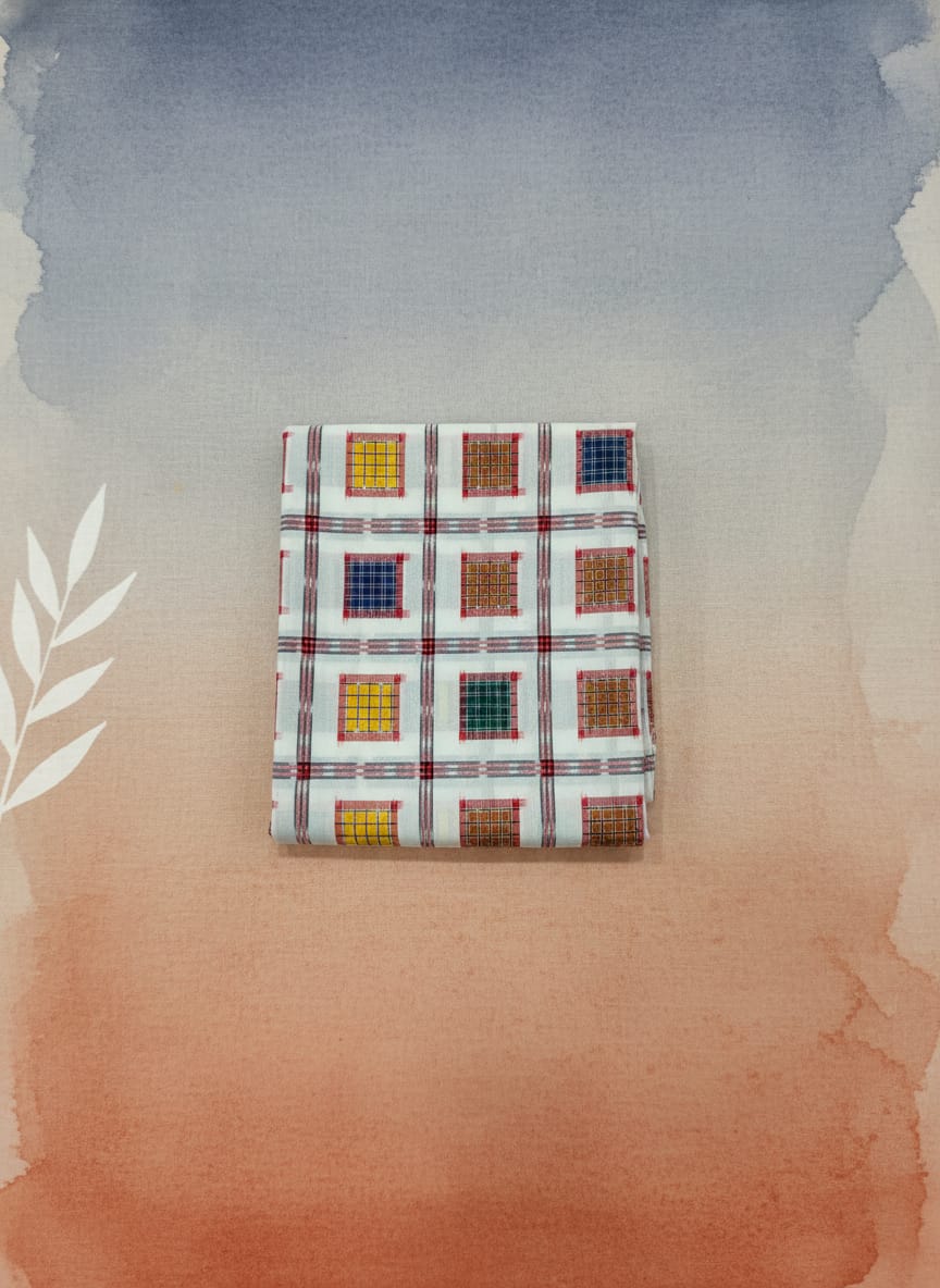 White Multi Colour Aswini Design Sambalpuri Fabrics