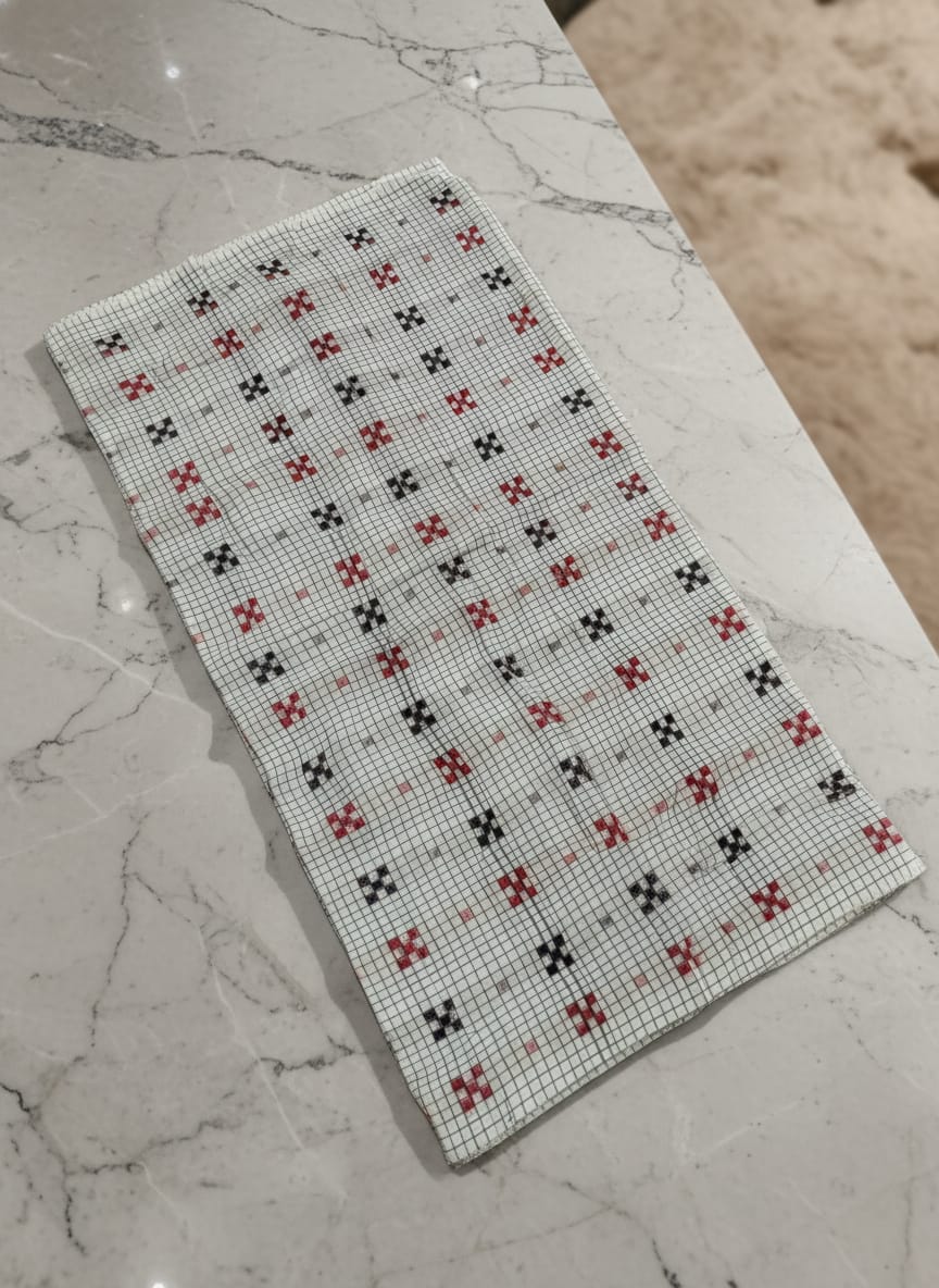 White Black Maroon Pasapali Design Sambalpuri Fabrics