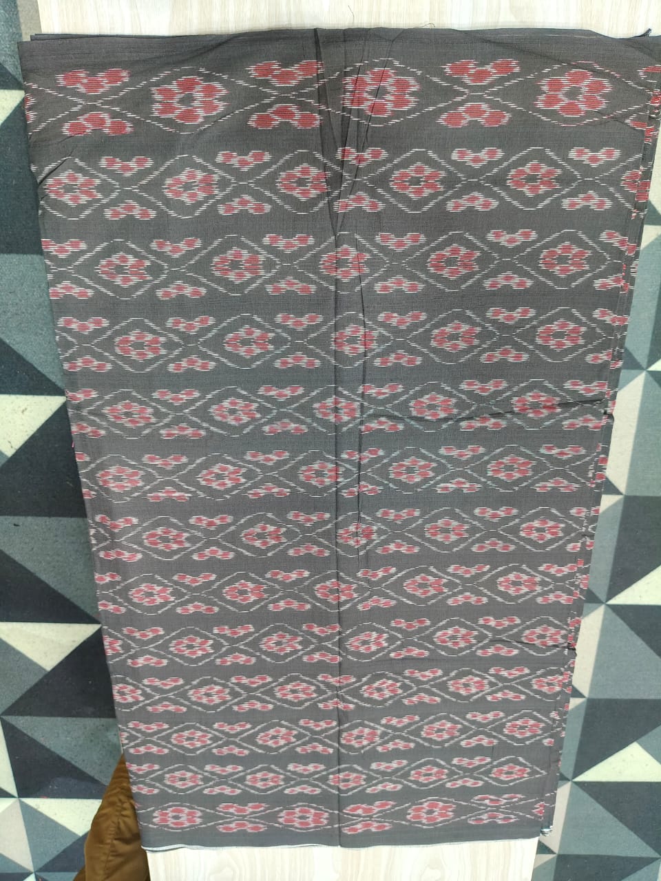 Black Ikat Flower Design Nuapatna Fabrics