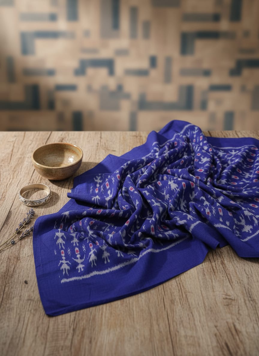 Blue Tribal Design Sambalpuri Fabrics