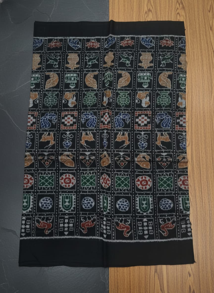 Black Multi Colour Nabakothi Design Sambalpuri Fabrics