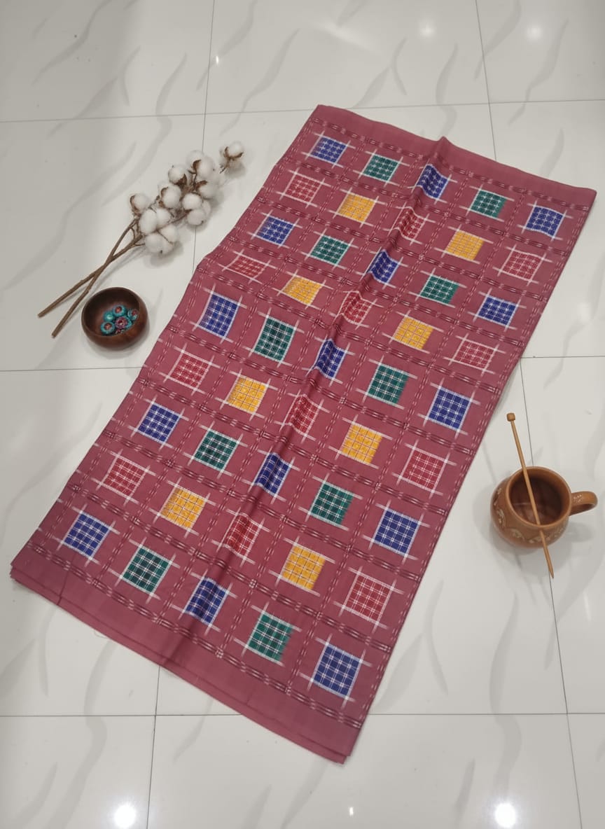 Peach Multi Colour Aswini Design Sambalpuri Fabrics