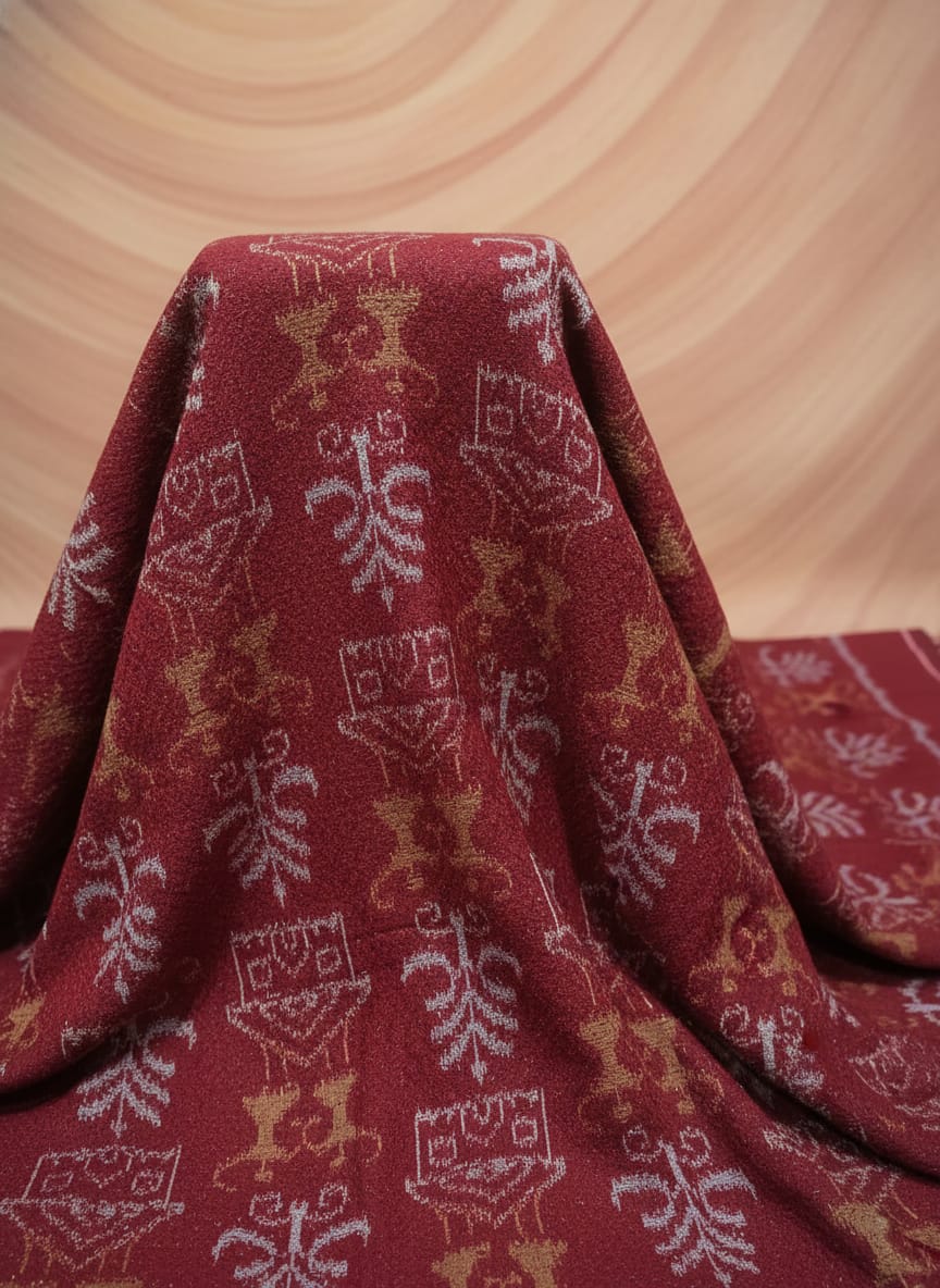 Maroon Tribal And Tree Design Sambalpuri Fabrics