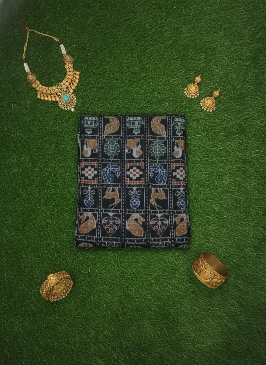 Black Multi Colour Nabakothi Design Sambalpuri Fabrics