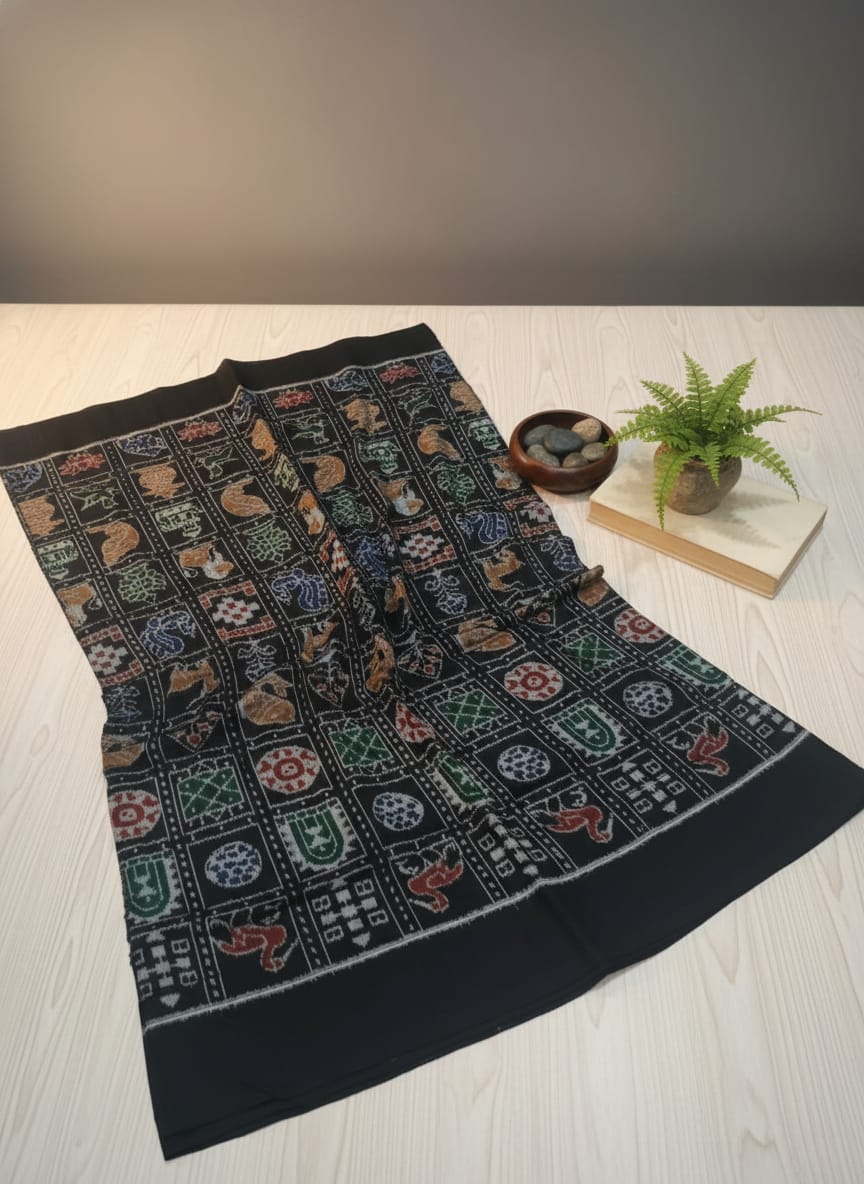 Black Multi Colour Nabakothi Design Sambalpuri Fabrics