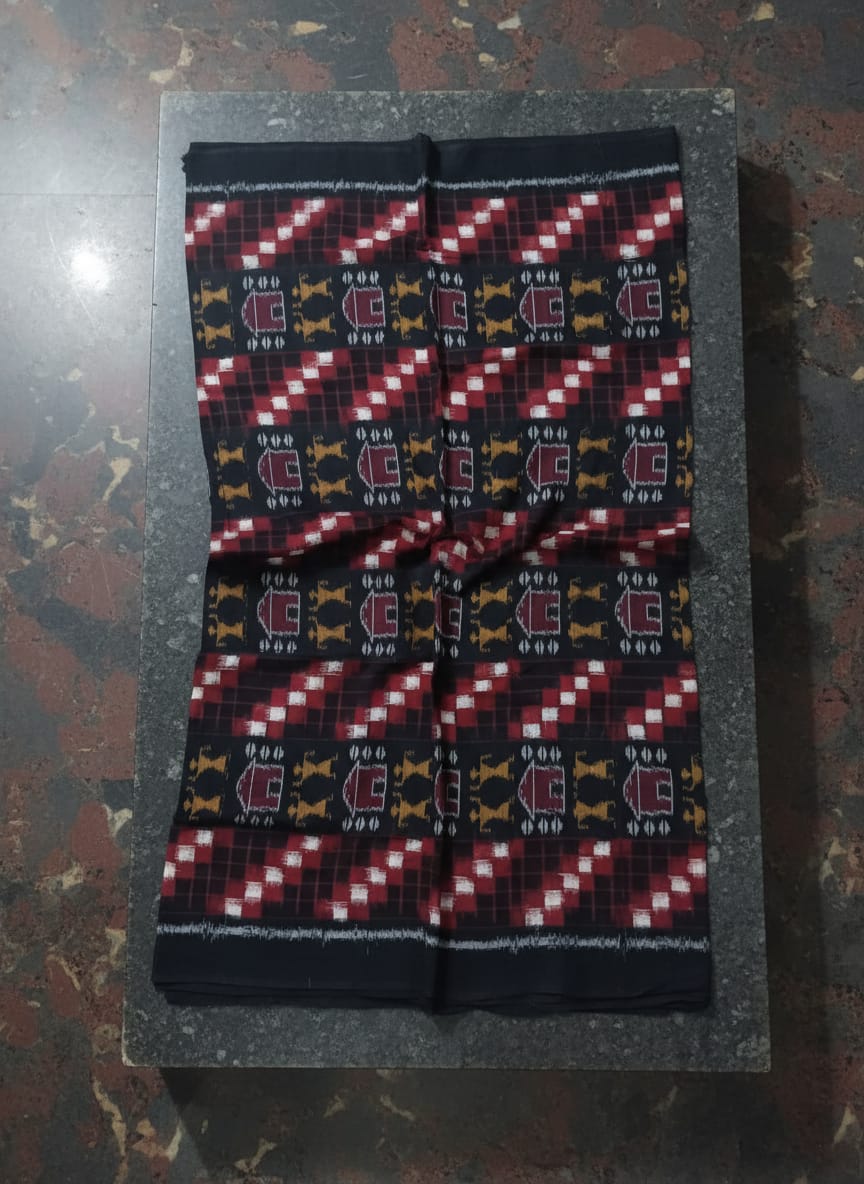 Black Red White Pasapali And Tribal Ikat Design Sambalpuri Fabrics