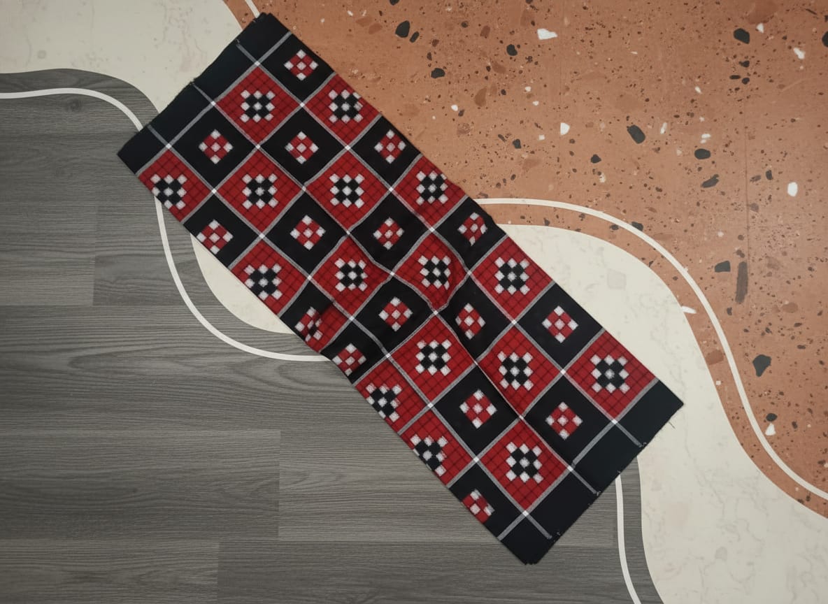 Black Red White 37 Kothi Pasapali Ikat Design Sambalpuri Fabrics