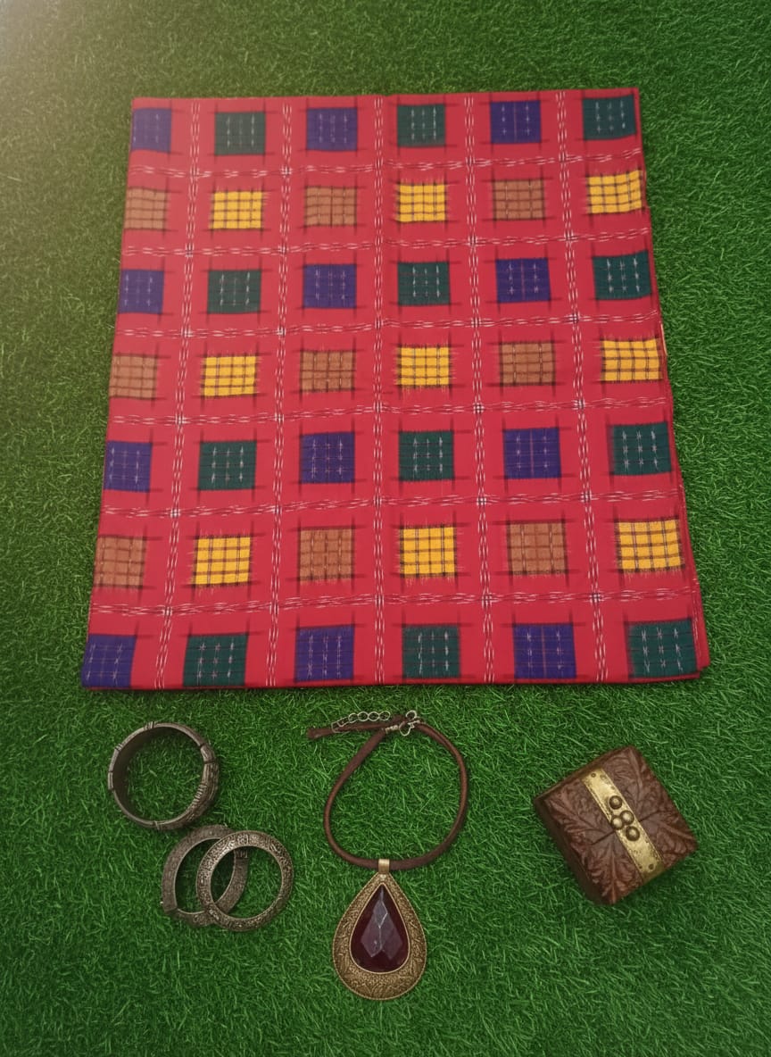 Red Multi Colour Aswini Design Sambalpuri Fabrics