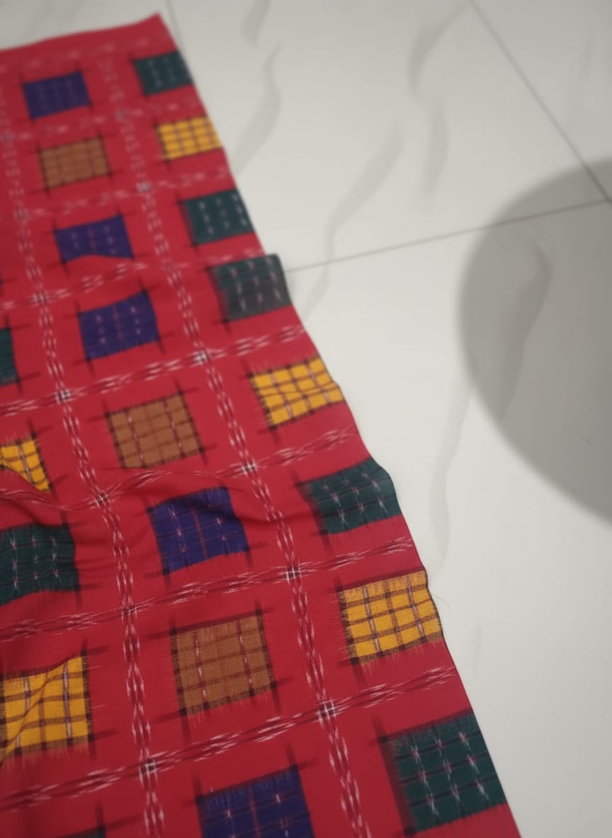 Red Multi Colour Aswini Design Sambalpuri Fabrics