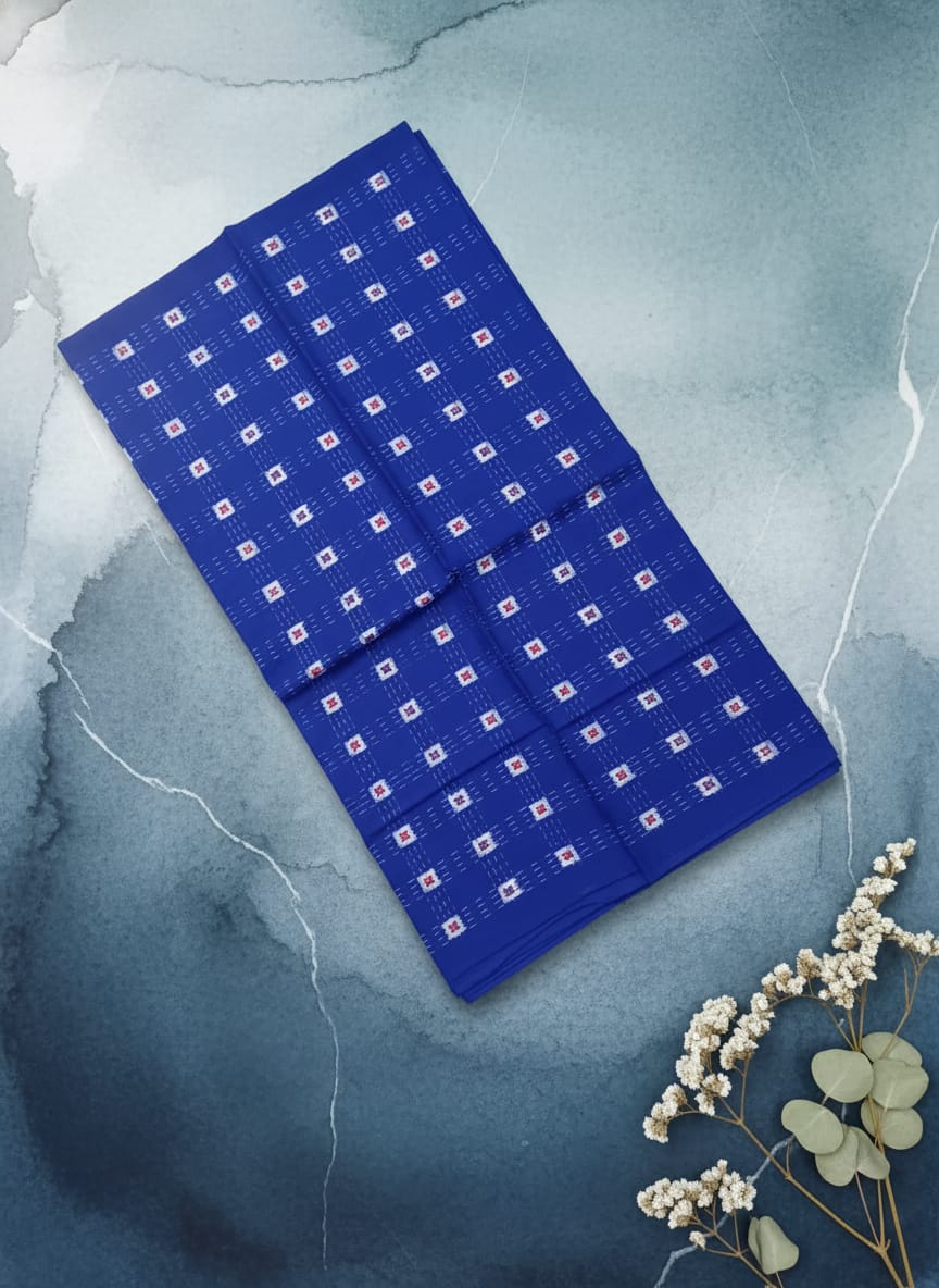 Blue Square Pasapali Design Sambalpuri Fabrics