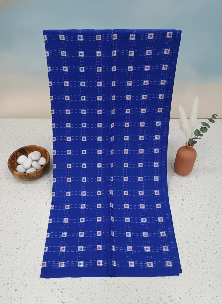 Blue Square Pasapali Design Sambalpuri Fabrics