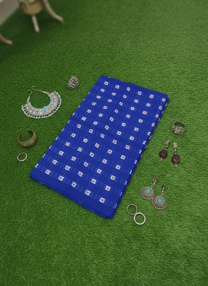Blue Square Pasapali Design Sambalpuri Fabrics