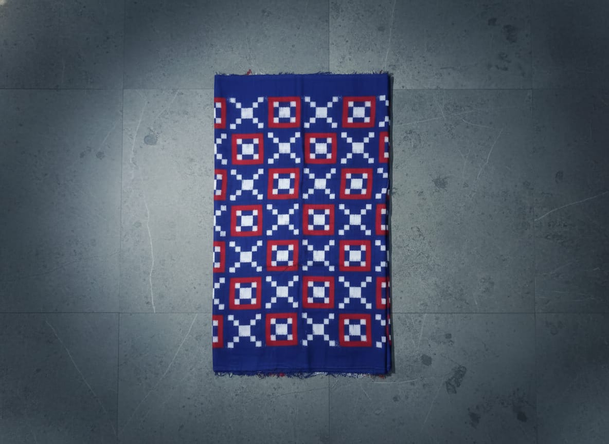 Blue Cross White Pasapali Design Sambalpuri Fabrics