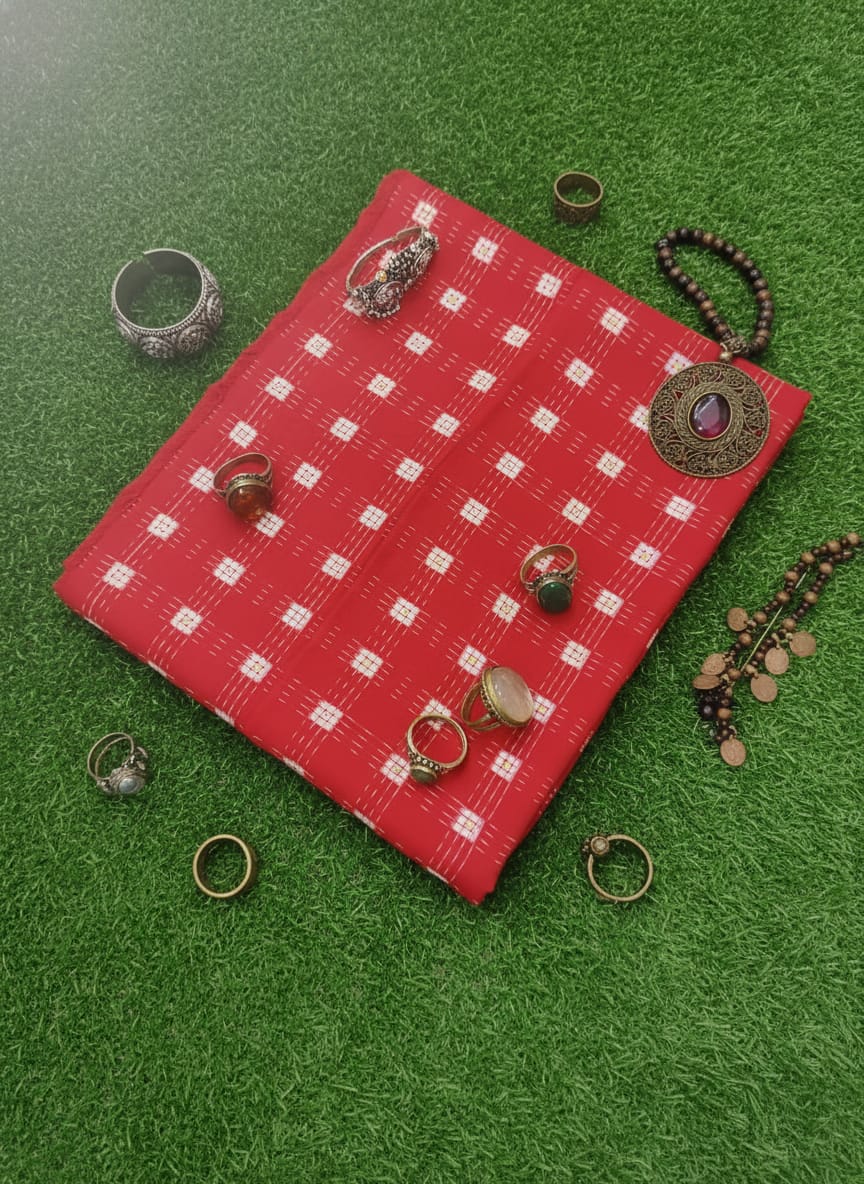 Red Square Pasapali Design Sambalpuri Fabrics