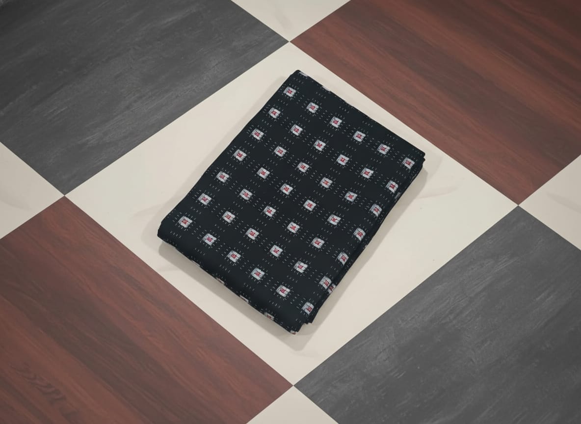 Black Square Pasapali Design Sambalpuri Fabrics