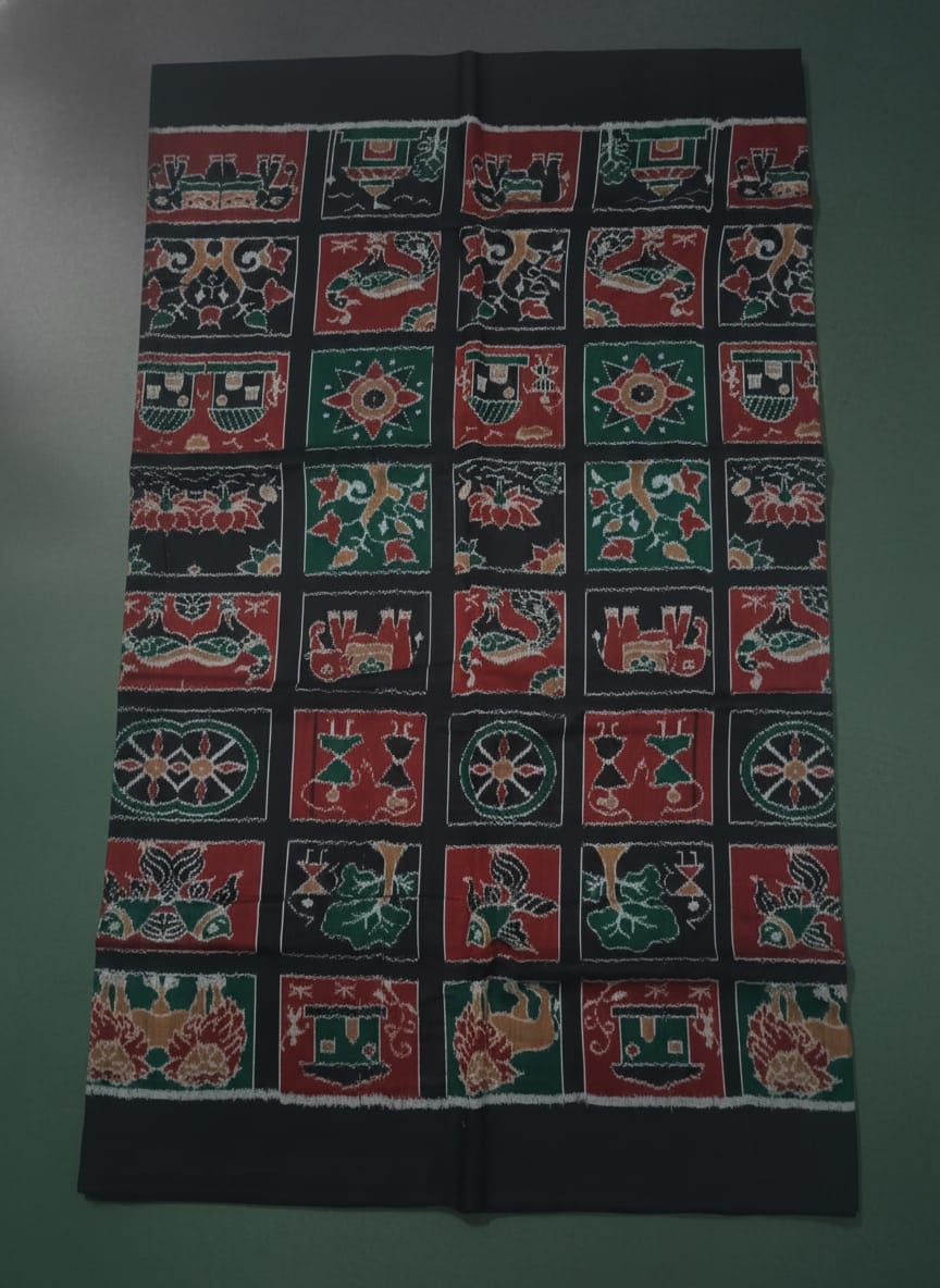 Black Maroon Green Nabakothi Ikat Design Sambalpuri Fabrics