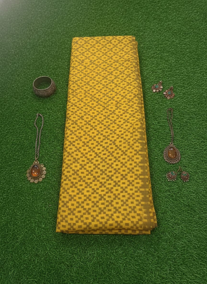 Yellow Pasapali Design Sambalpuri Fabrics