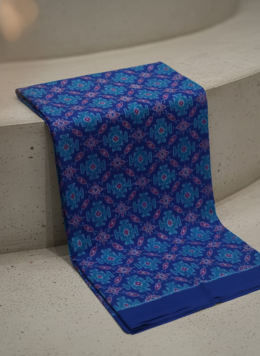 Blue Patola Ikat Design Sambalpuri Fabrics