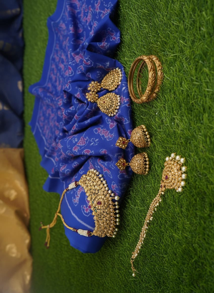 Blue Tribal Dance Ikat Design Sambalpuri Fabrics