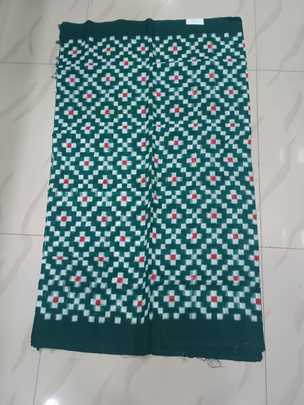 Green White Red Pasapali Design Sambalpuri Fabrics