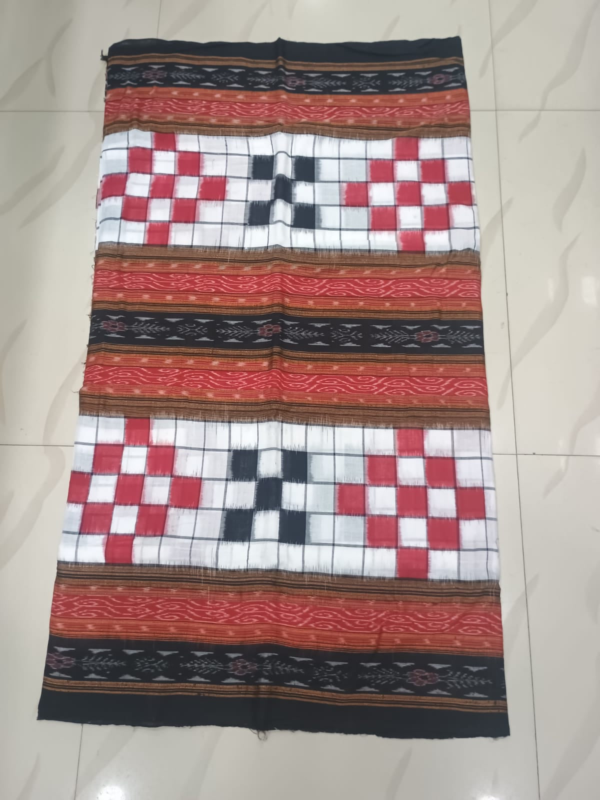 White Black Red Bichitrapuri Design Sambalpuri Fabrics