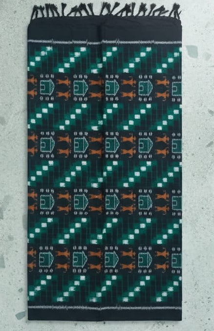 Black Green White Pasapali And Tribal Ikat Design Sambalpuri Fabrics