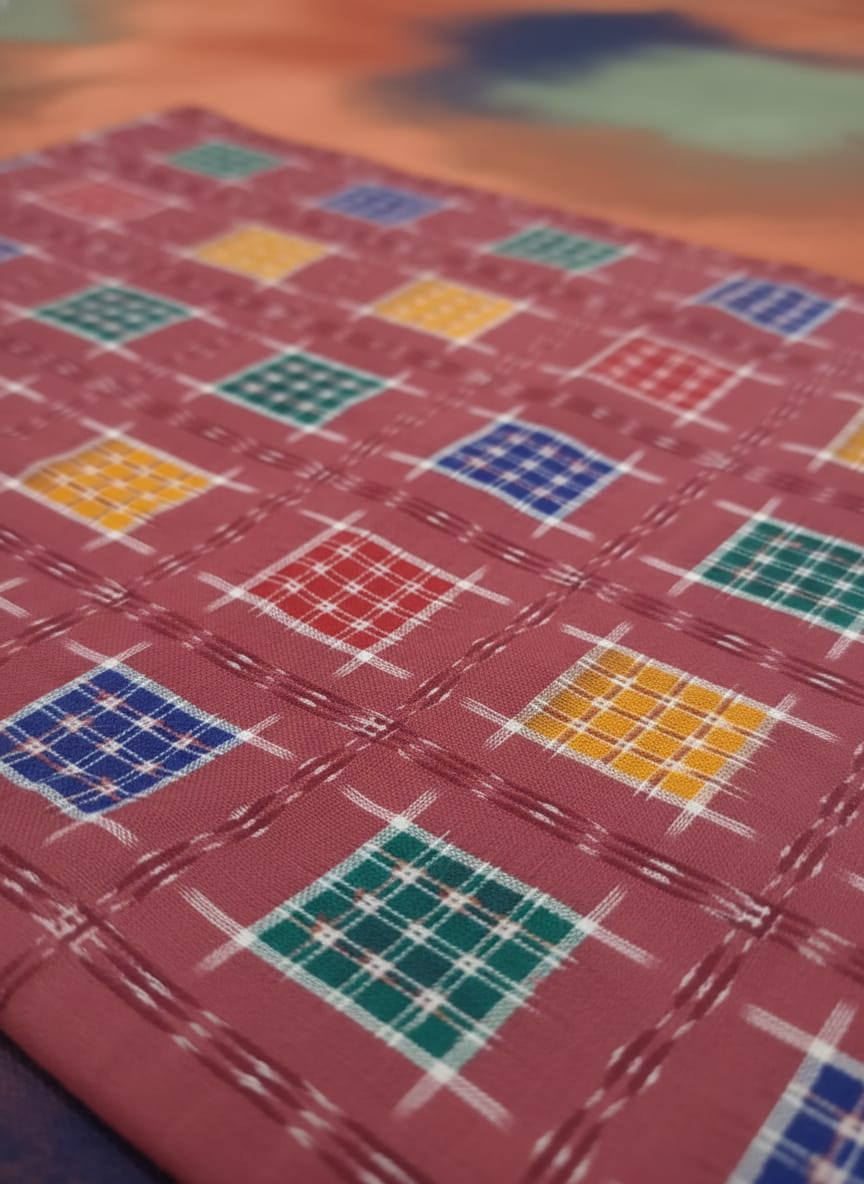 Peach Multi Colour Aswini Design Sambalpuri Fabrics