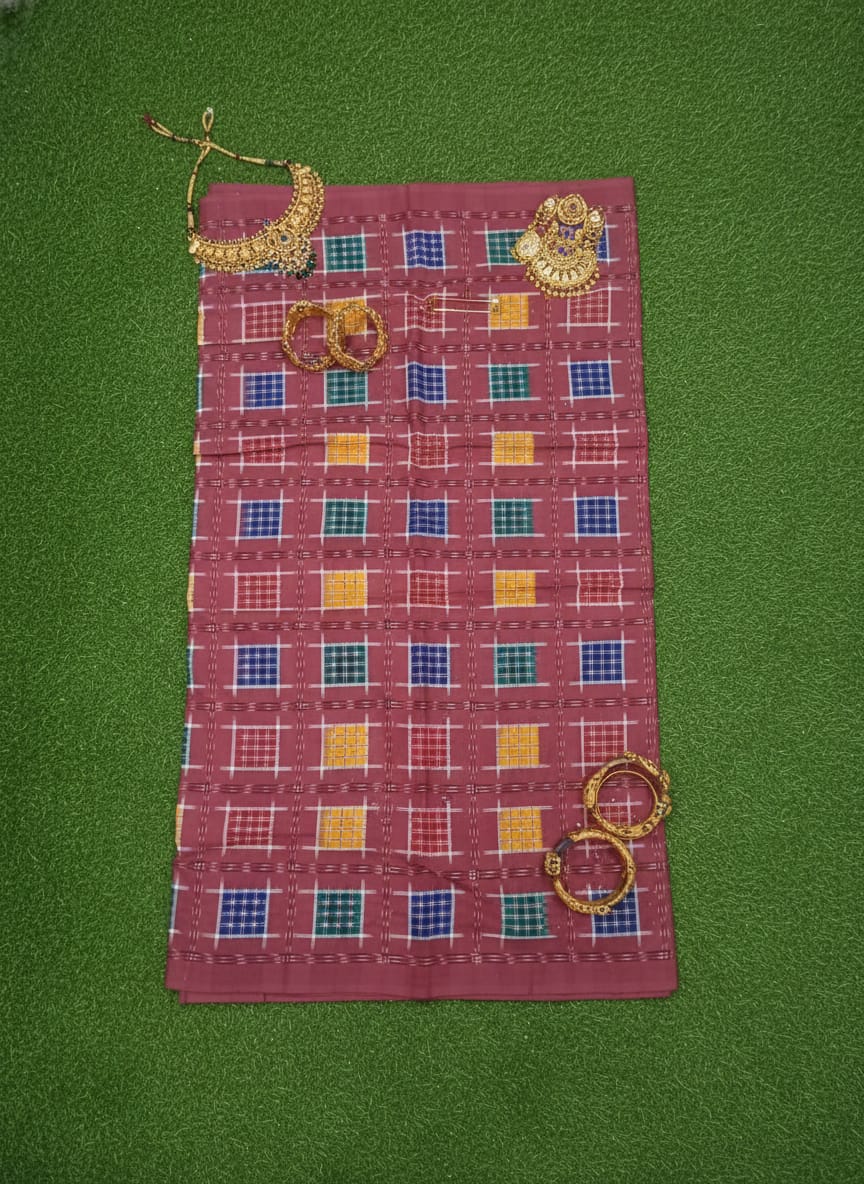 Peach Multi Colour Aswini Design Sambalpuri Fabrics