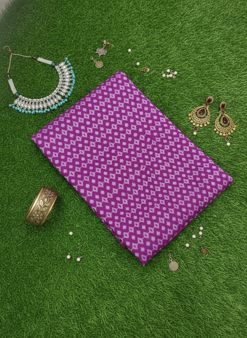 Purple White Flower Ikat Design Sambalpuri Fabrics