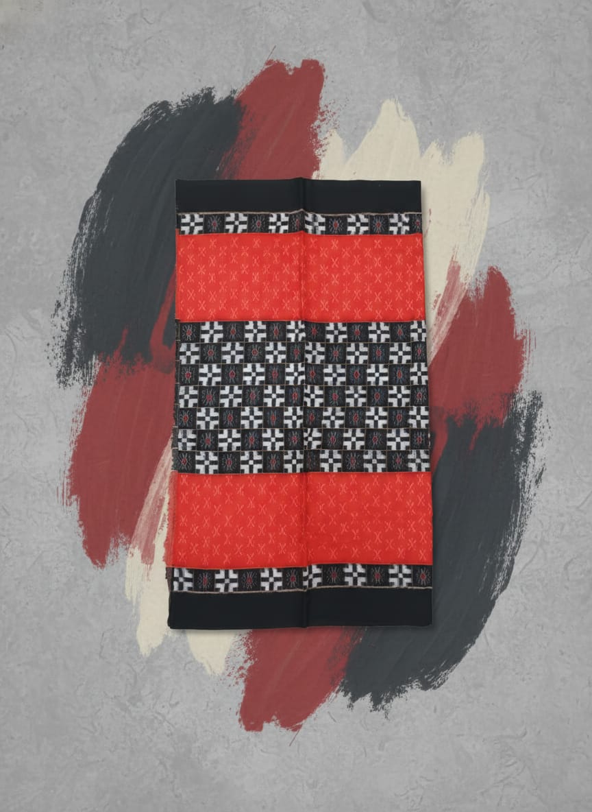 Red Black White Pasapali Design Sambalpuri Fabrics