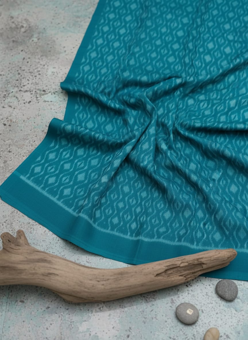 Red White Flower Ikat Design Sambalpuri Fabrics