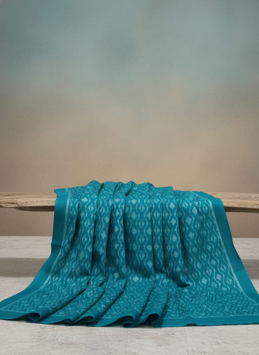 Red White Flower Ikat Design Sambalpuri Fabrics