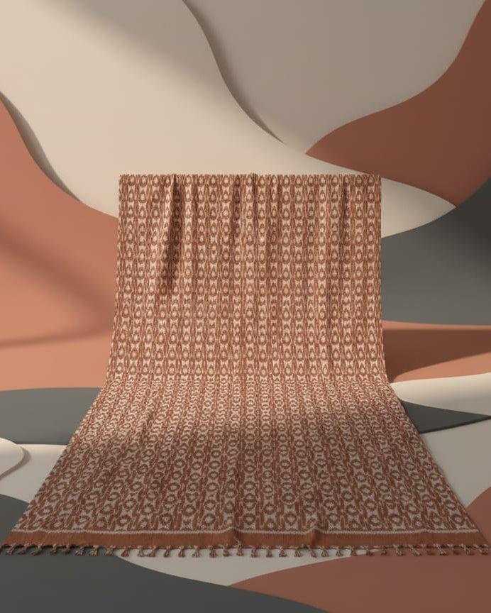 Brown Flower Ikat Design Sambalpuri Fabrics