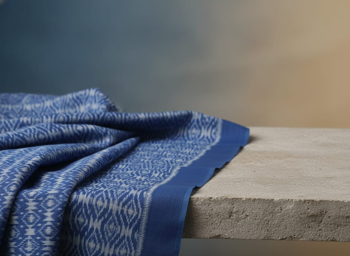 Blue Flower Ikat Design Sambalpuri Fabrics