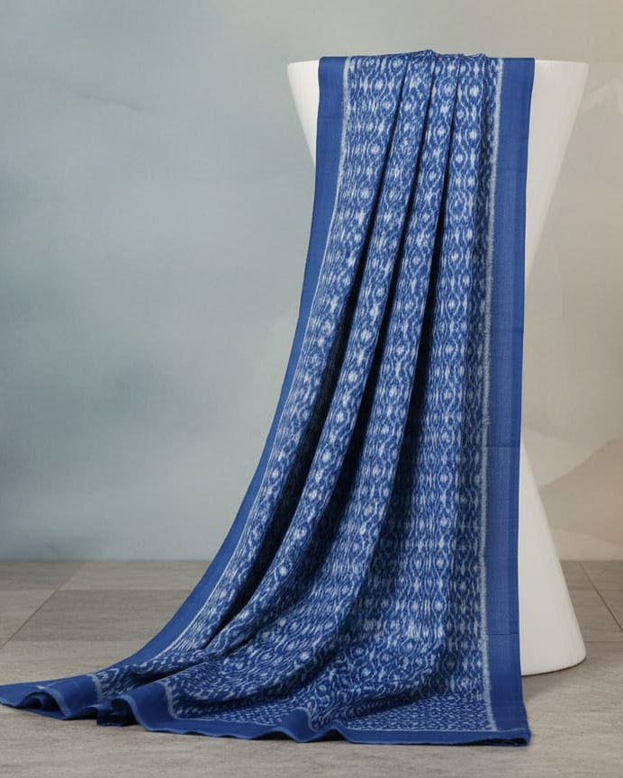 Blue Flower Ikat Design Sambalpuri Fabrics