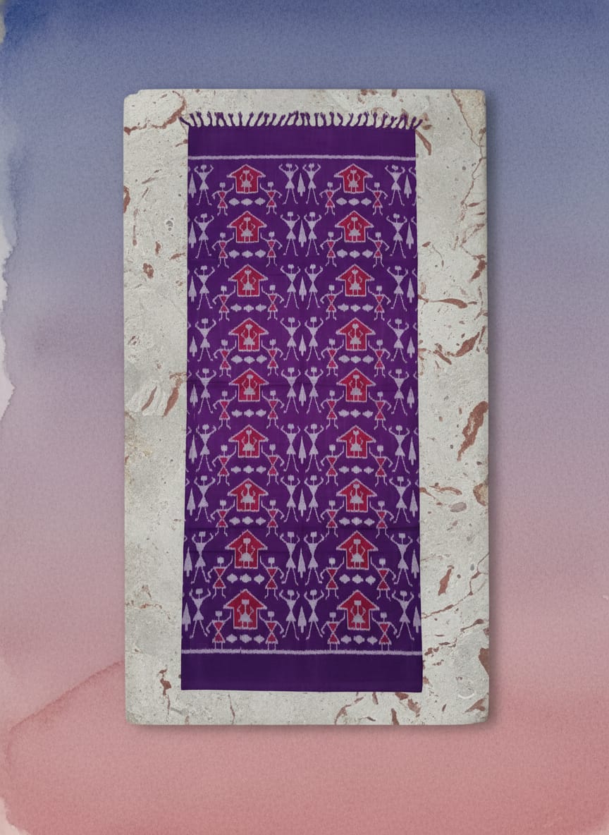 Purple Tribal And House Design Sambalpuri Fabrics