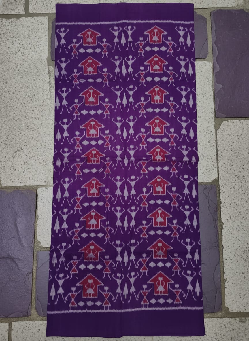 Purple Tribal And House Design Sambalpuri Fabrics