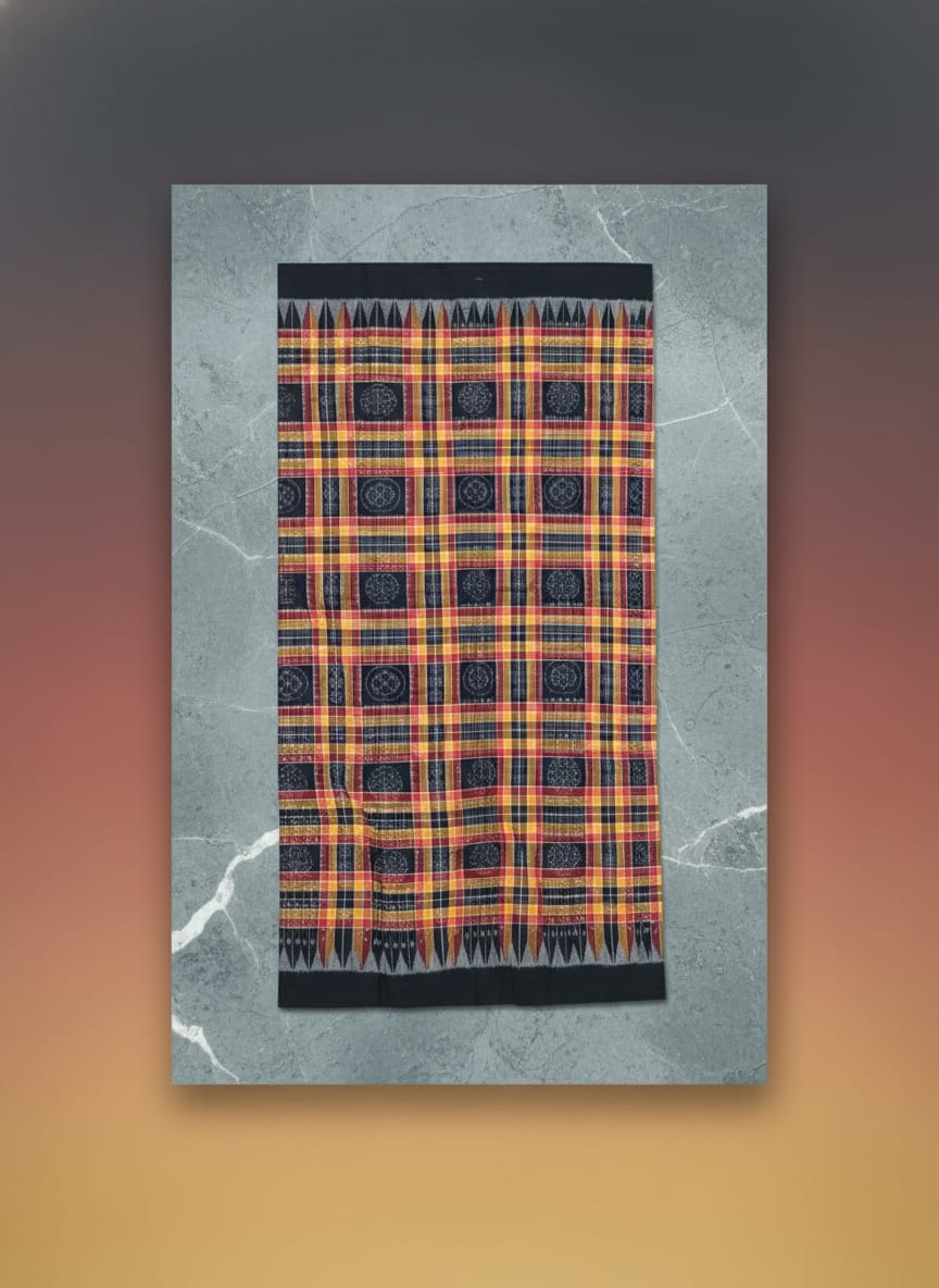 Yellow Black Utkal Laxmi Design Sambalpuri Fabrics