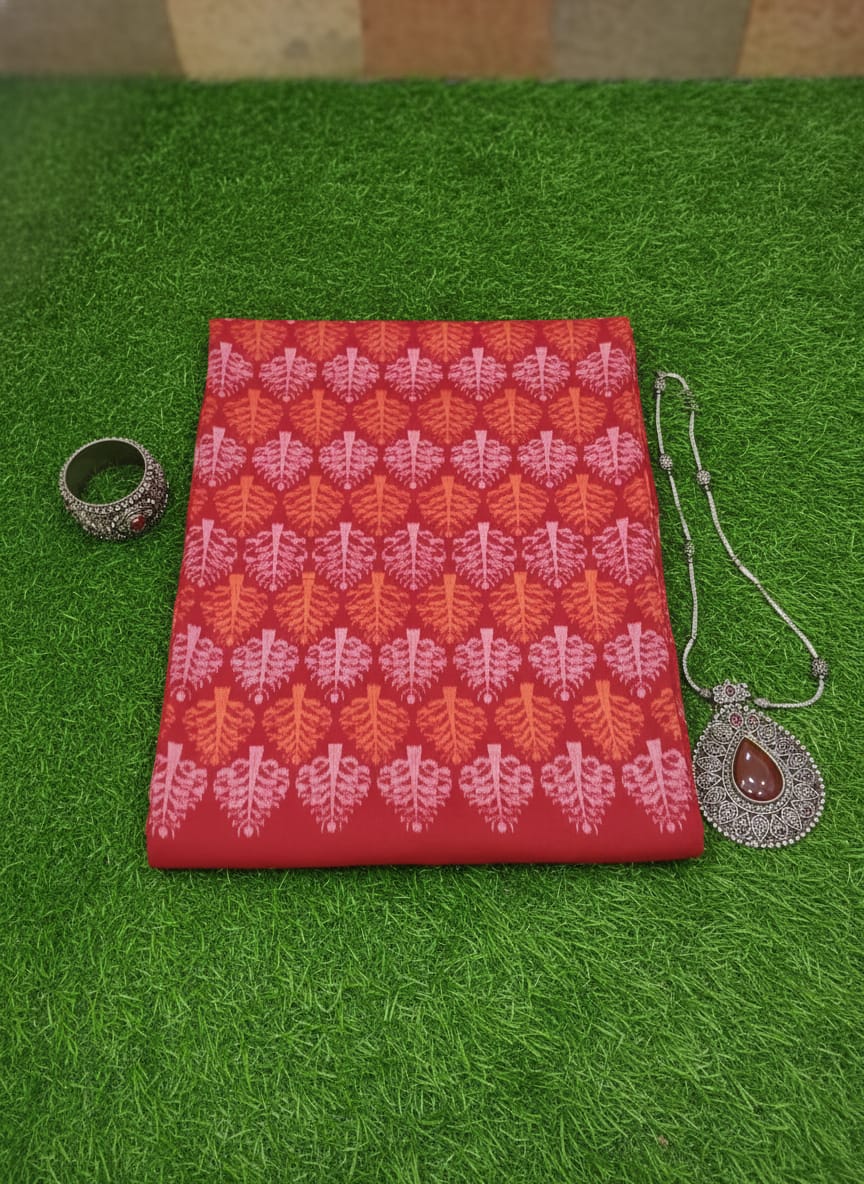 Maroon White Yellow Tree Design Sambalpuri Fabrics