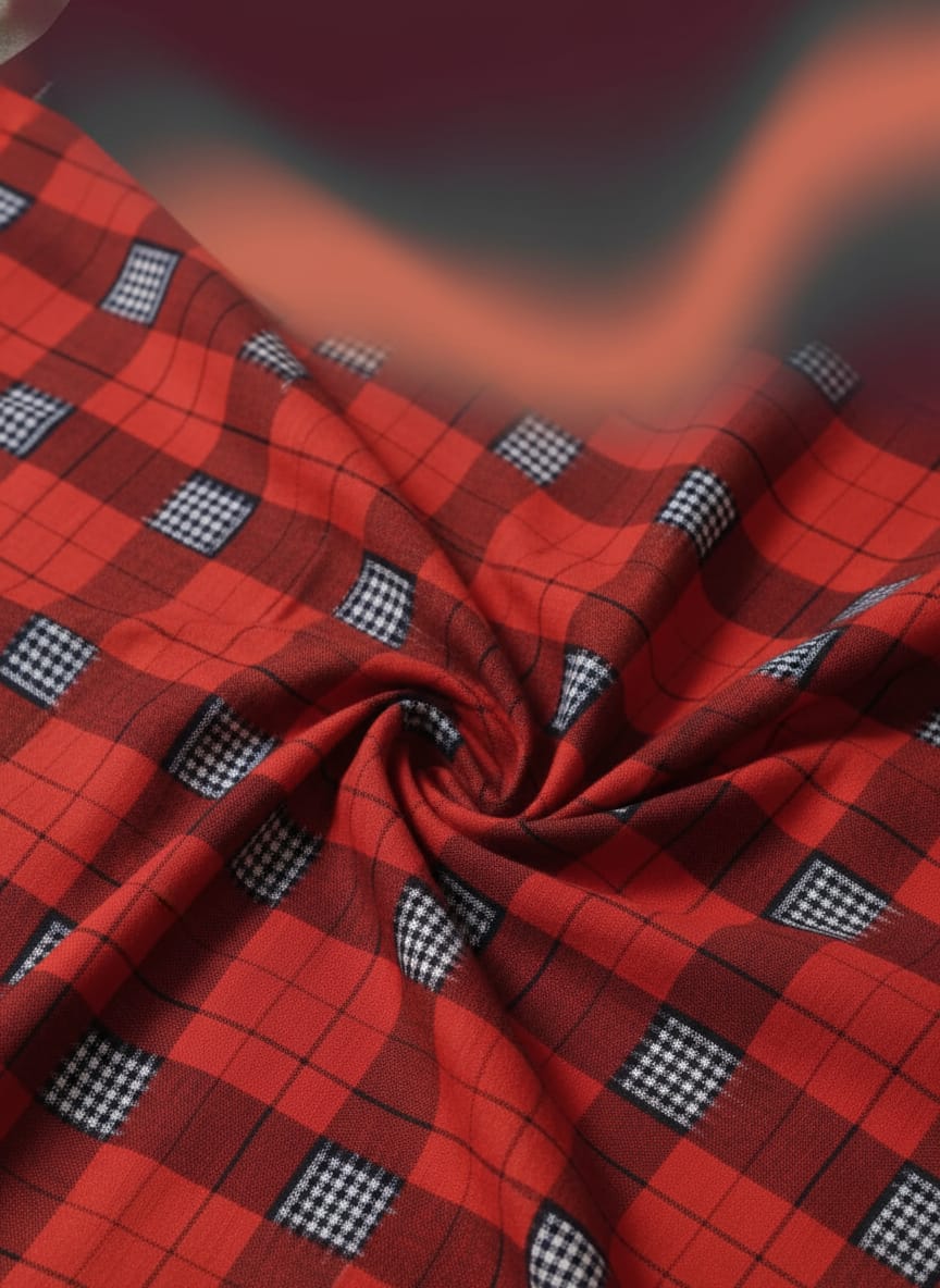 Orange Black Pasapali Design Sambalpuri Fabrics