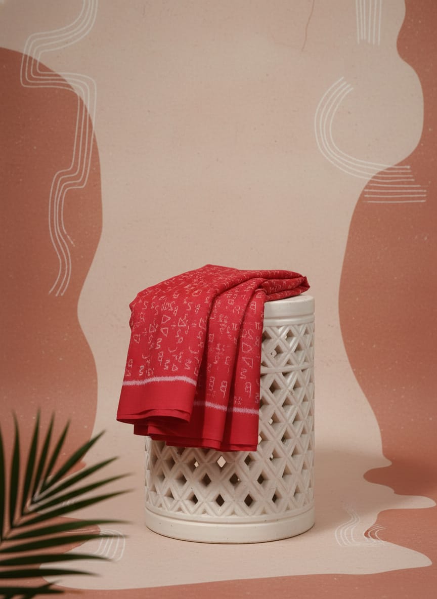 Red Mathematics Formula Design Sambalpuri Fabrics